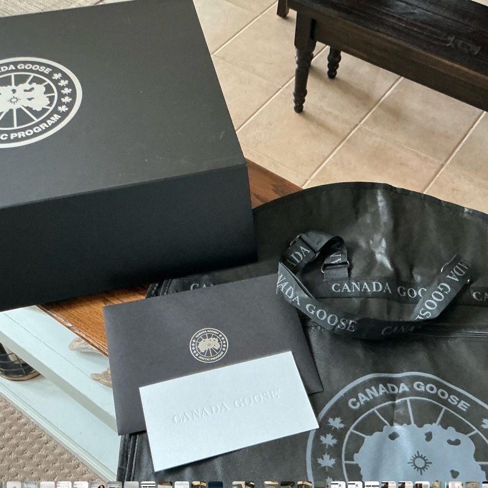 Canada Goose Black Branded Box and Garment Bag with White Logo